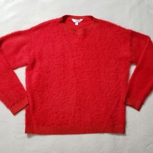 Red Soft Fuzzy Eyelashe Sweater.